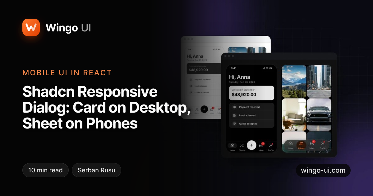 Shadcn Responsive Dialog: Card on Desktop, Sheet on Phones